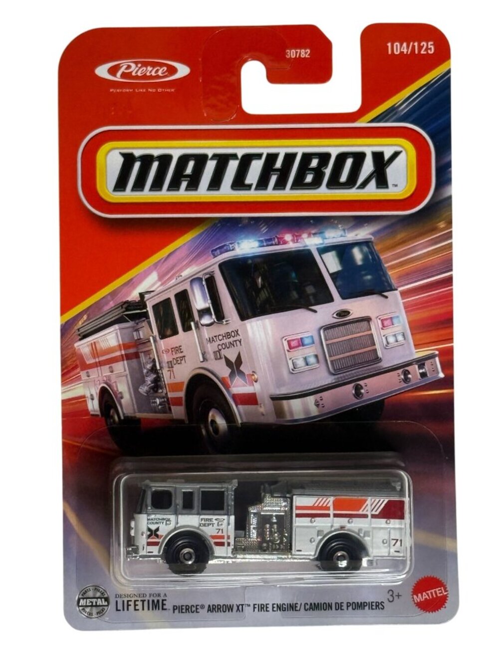 Matchbox Pierce Arrow XT Fire Engine White Red Gray New on Card